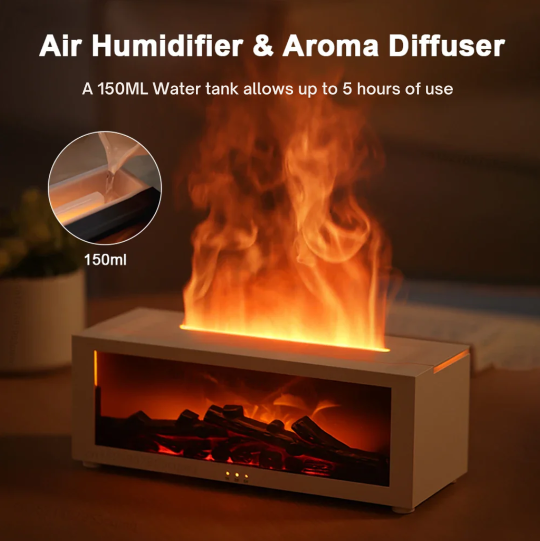 Flame Aroma Humidifier with LED Light and Remote Control