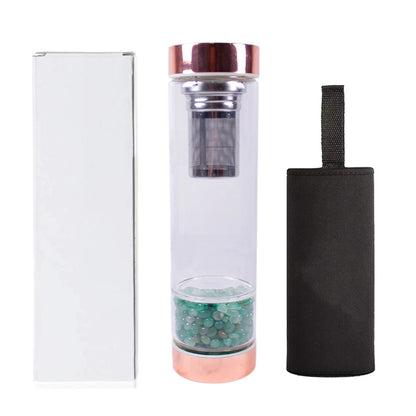 Natural Crystal Elixir Bottle - Healing Gemstone Infuser with Tea Filter